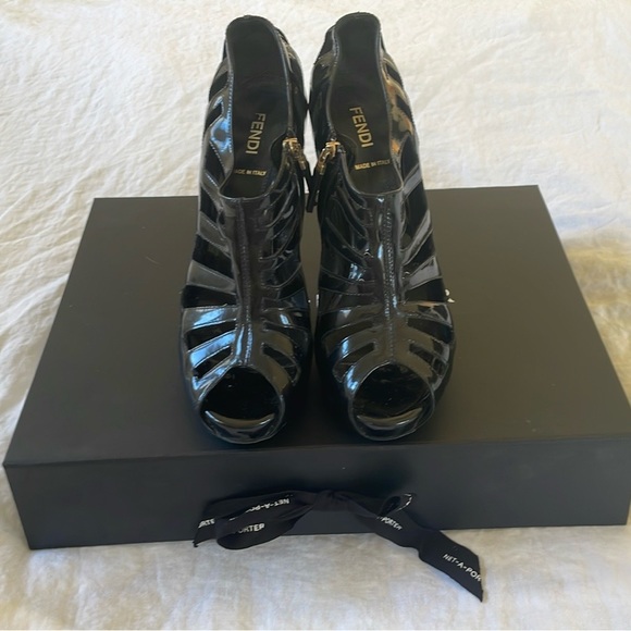 Fendi Shoes - AUTH Fendi Patent Leather Cage Booties